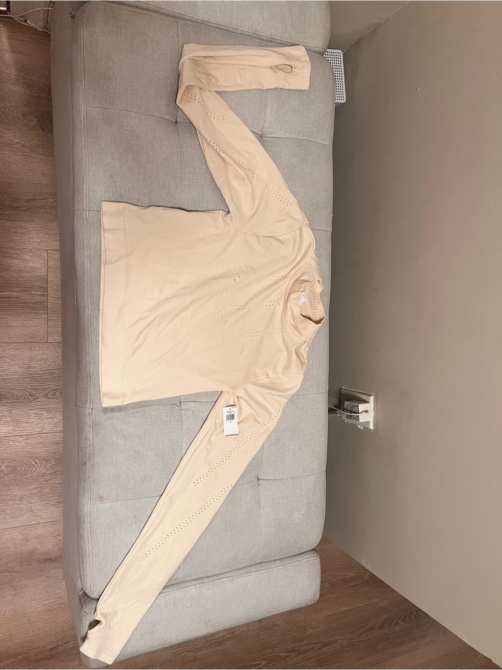 Old Navy Beige Long Sleeve Crewneck Top